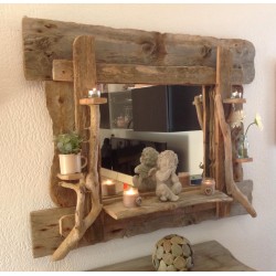 Miroir en bois flotté sur Commande uniquement