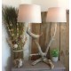 Lampe en bois flotté double abat-jour