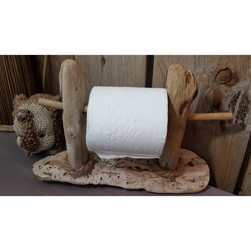 Dérouleur papier toilette super original en bois flotté