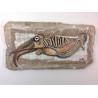 Seiche sur bois flotté et toile de jute