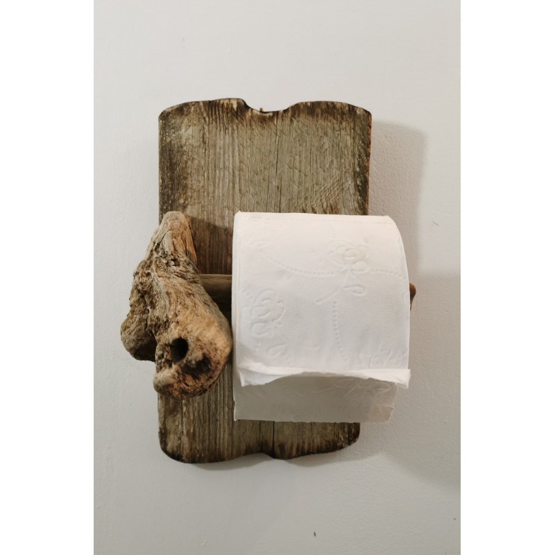 Dérouleur de Papier Toilette en Bois Flotté - Élégance Rustique