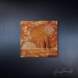 Tableau abstrait 20x20cm Voiliers