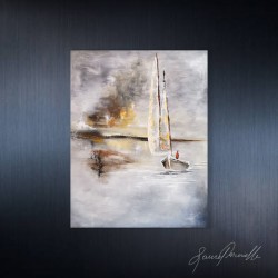 tableau abstrait balade en bateau