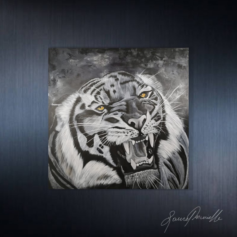 Tableau Tigre Noir et Blanc -  –