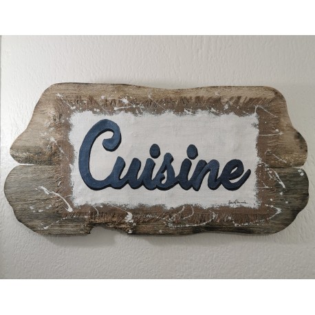 Panneau en bois flotté décor "CUISINE"