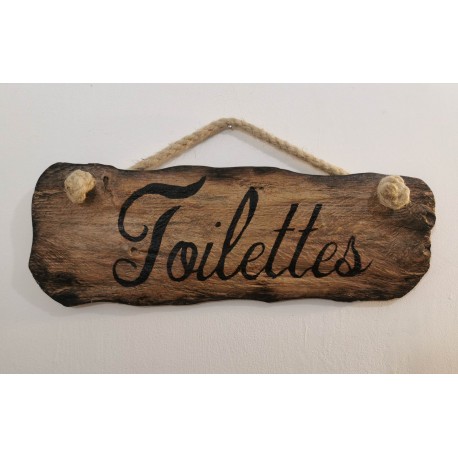 Pancarte "Toilettes" en bois flotté