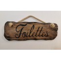 Pancarte "Toilettes" en bois flotté