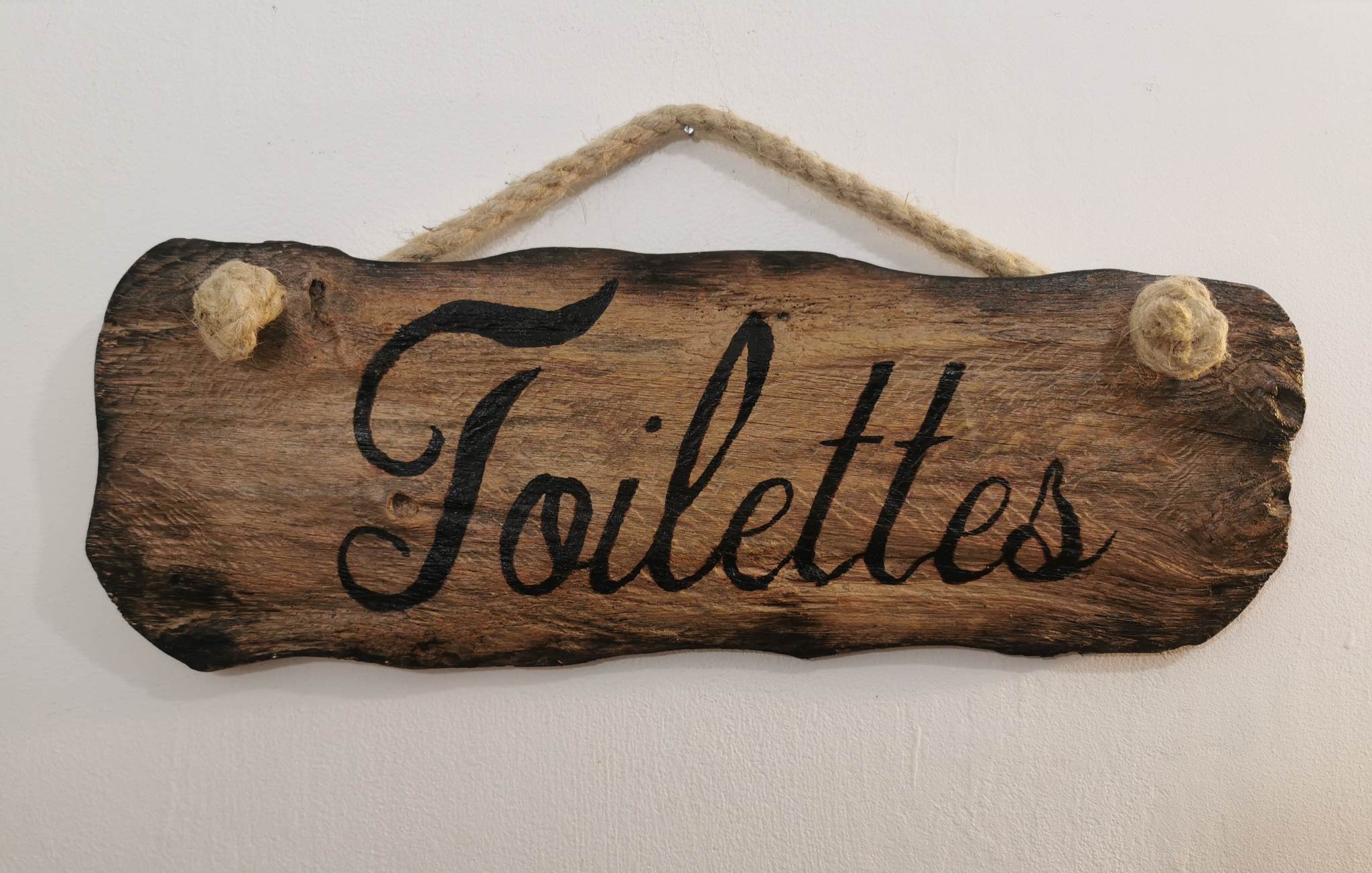 Pancarte 'Toilettes' en Bois Flotté - Décoration Intérieure Artisanale