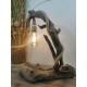 Lampe design esprit nature bois flotté et corde
