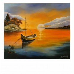Barque au coucher de soleil